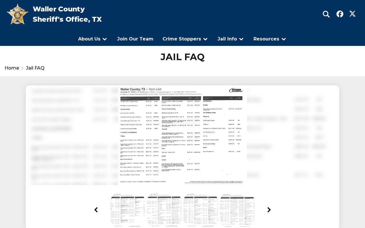 Waller County Sheriff Jail FAQ referring users to VINELink