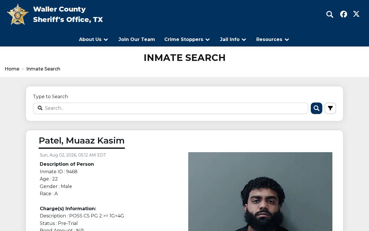 Waller County current inmate roster interface