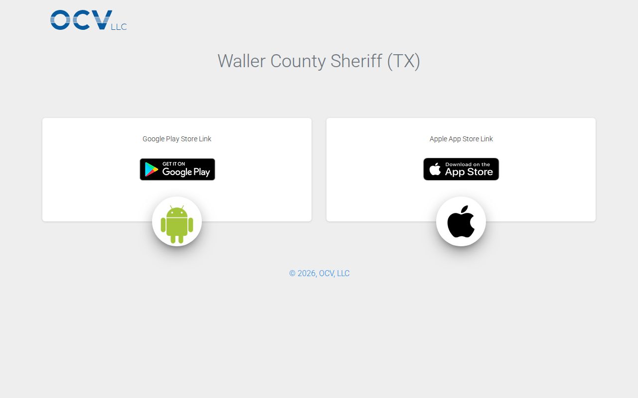 Official Waller County Sheriff mobile app page