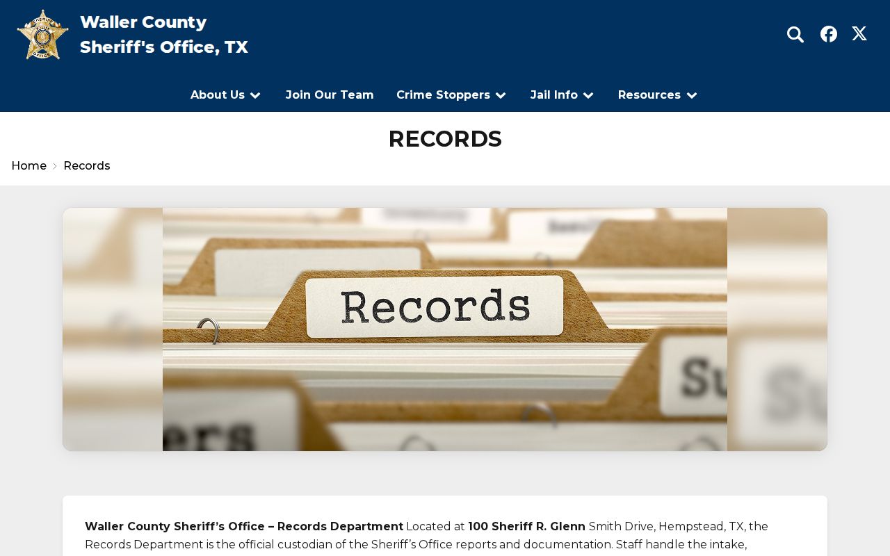 Waller County Sheriff Records Department request information